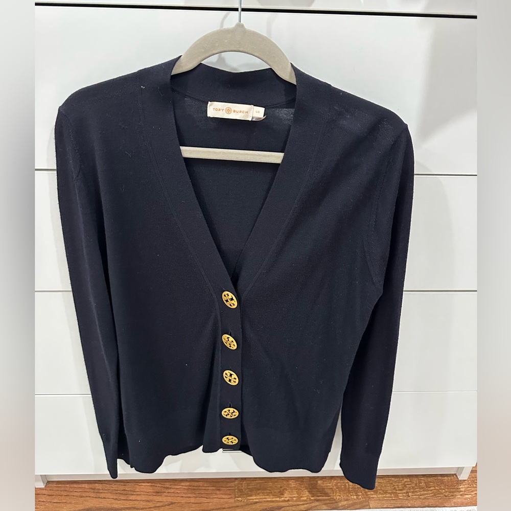 Tory Burch Navy Cardigan Size L - Picture 1 of 3